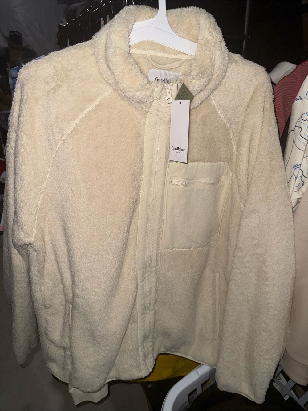 Goodfellow & Co Men’s Cream Ultra Soft Fleece Full Zip Jacket Size Large NWT